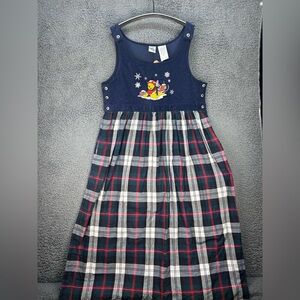 NWT VTG Disney Store Winnie the Pooh Plaid Jumper Dress 2XL Winter Corduroy 90s